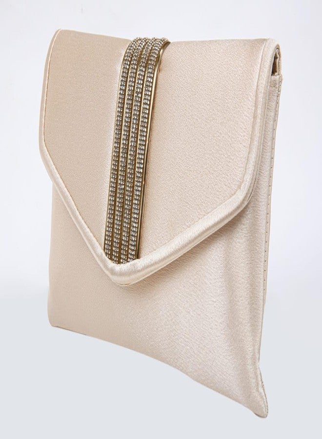 JI ACCESSORIES Midnight Glam Beaded Satin Clutch (Cream) - Image 3